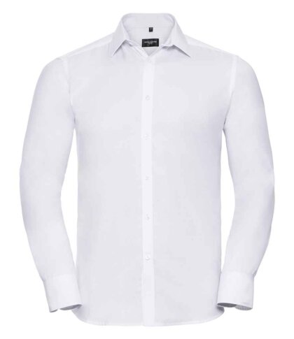 Gents Long Sleeve Tailored Fit Herringbone Shirt Workwear Enduro