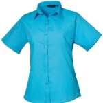 Ladies Premier Short Sleeve Poplin Shirt Short Sleeve Blouses Enduro