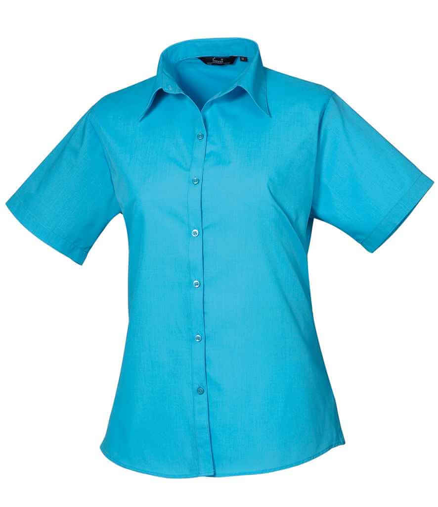 Ladies Premier Short Sleeve Poplin Shirt Short Sleeve Blouses Enduro