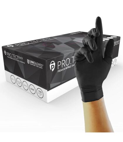Uniglove Black Nitrile Glove, box of 100 Gloves Enduro