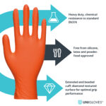 Uniglove Orange Nitrile Glove, box of 100 Gloves Enduro