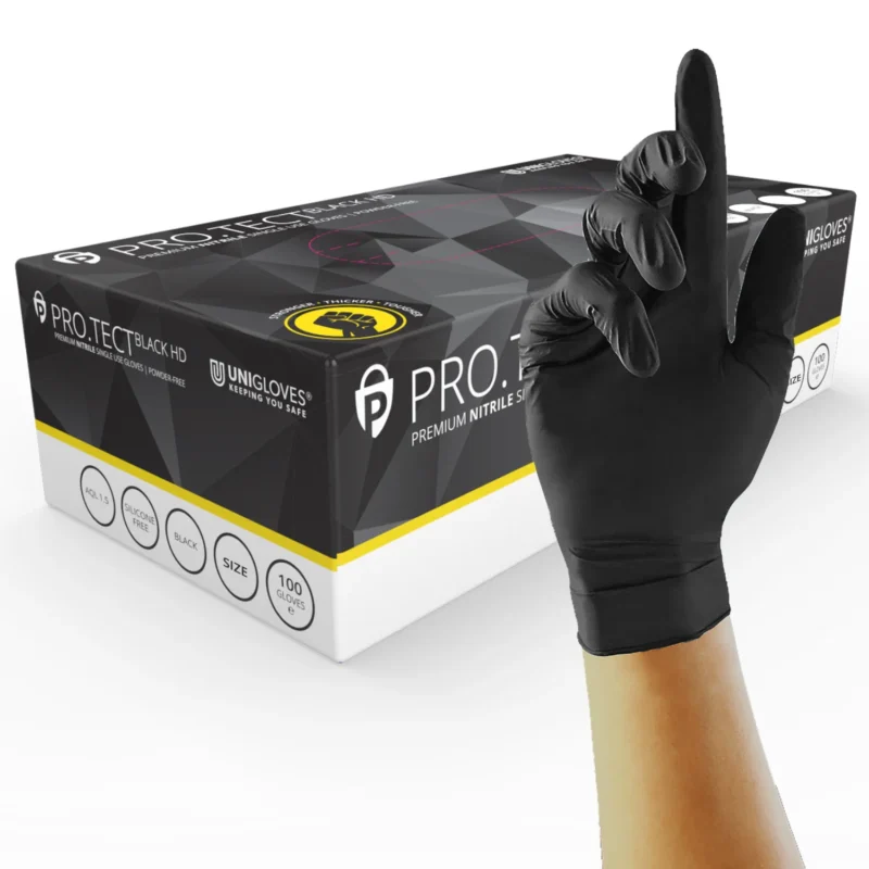 Uniglove Nitrile Protect Black Glove, box of 100 Gloves Enduro
